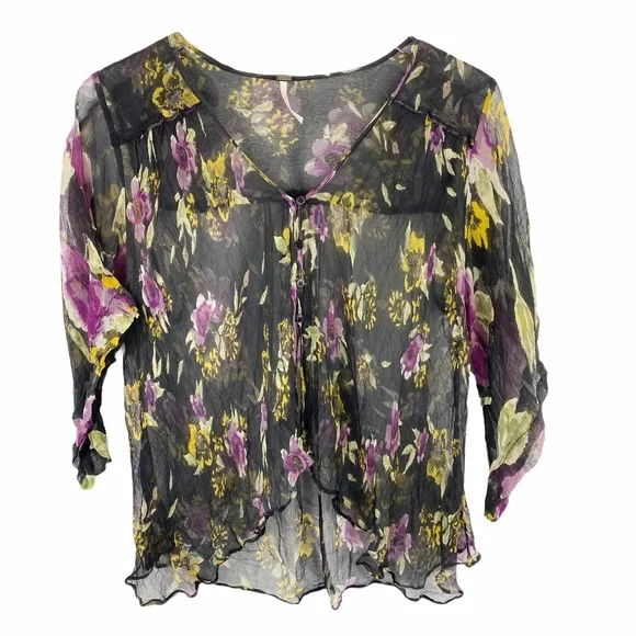 FREE PEOPLE Sheer Chiffon Katomi Cardigan XS - Picture 2 of 6